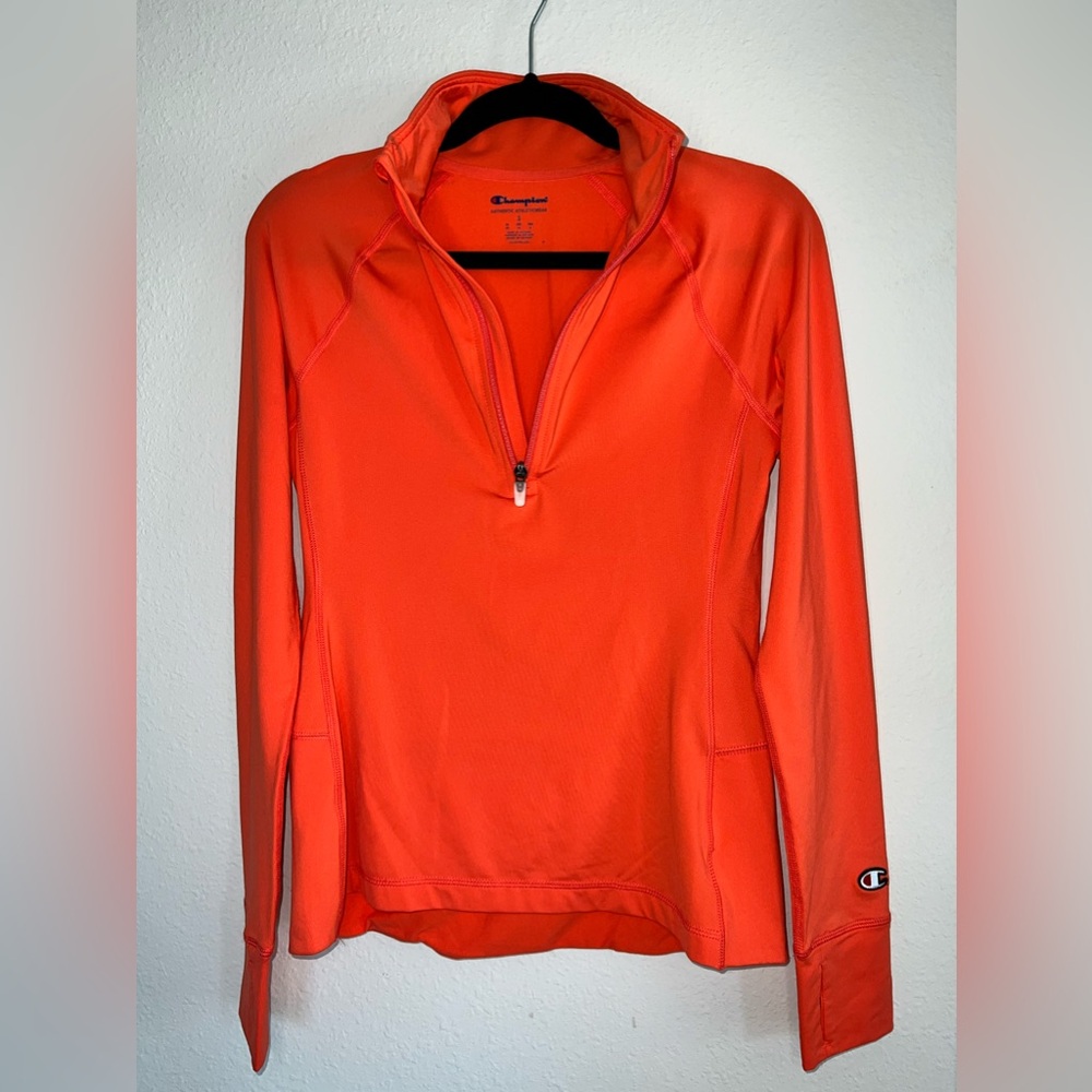 031. Champion Coral Long Sleeve Half Zip Pullover - Size Small